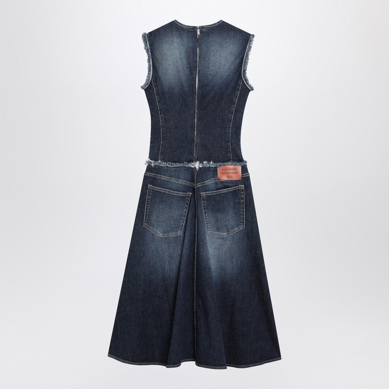 Vestido midi vaquero en capas azul de Acne Studios