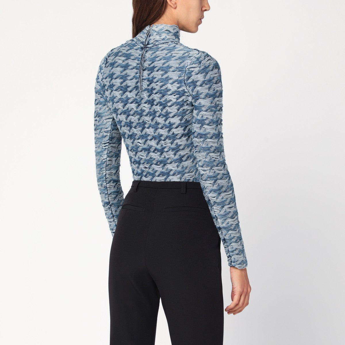 Diesel Blue/light grey patterned turtleneck sweater