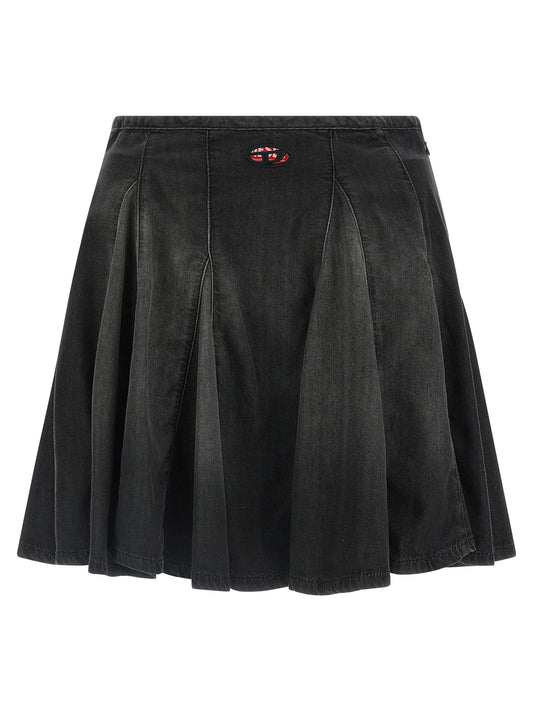 Diesel De-spiki-s Mini Skirt — Black Denim