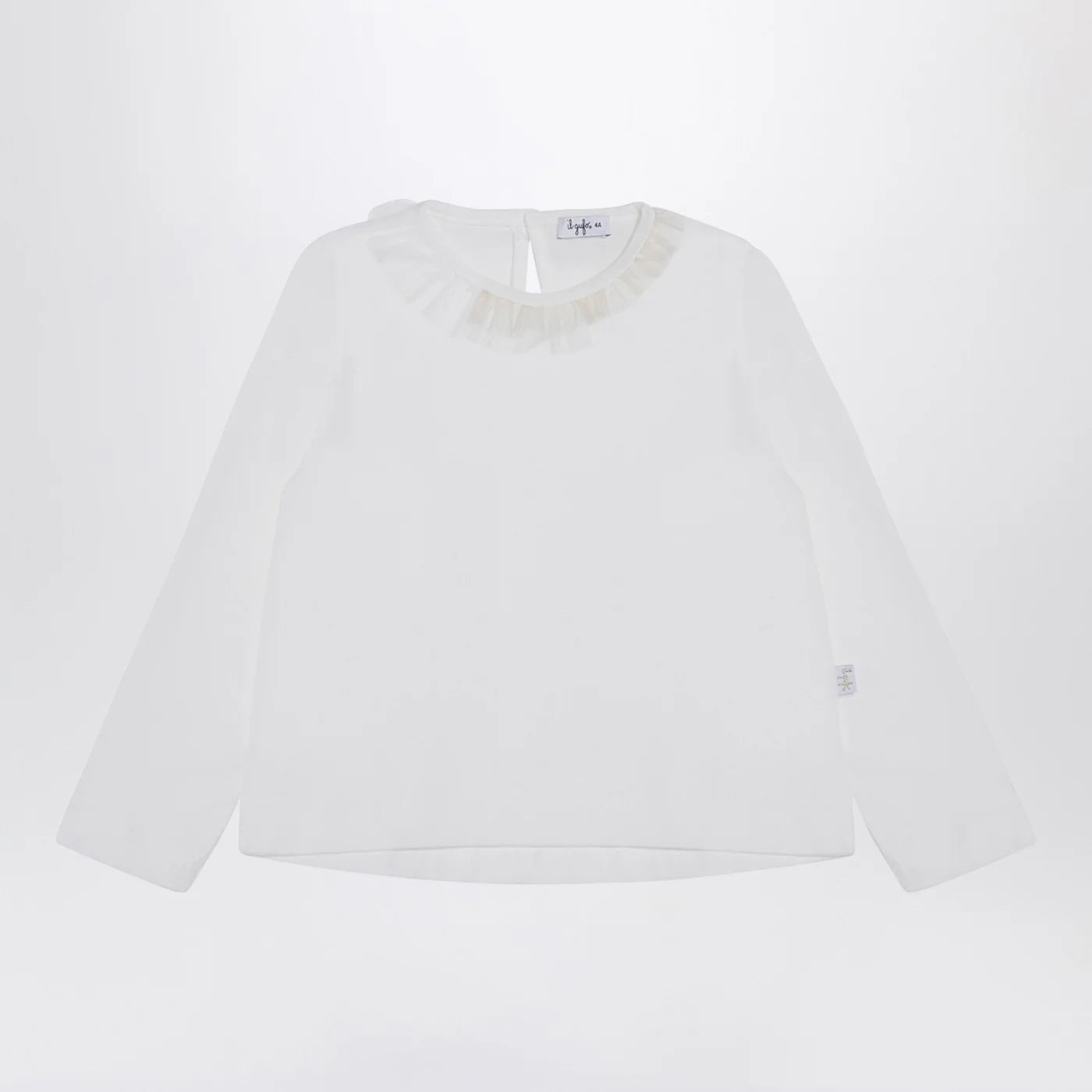 Il Gufo White jersey with ruffle collar