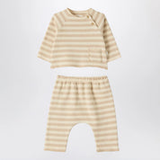 Teddy & Minou Beige Striped Knit Two-Piece Set for Baby