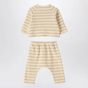 Teddy & Minou Beige Striped Knit Two-Piece Set for Baby