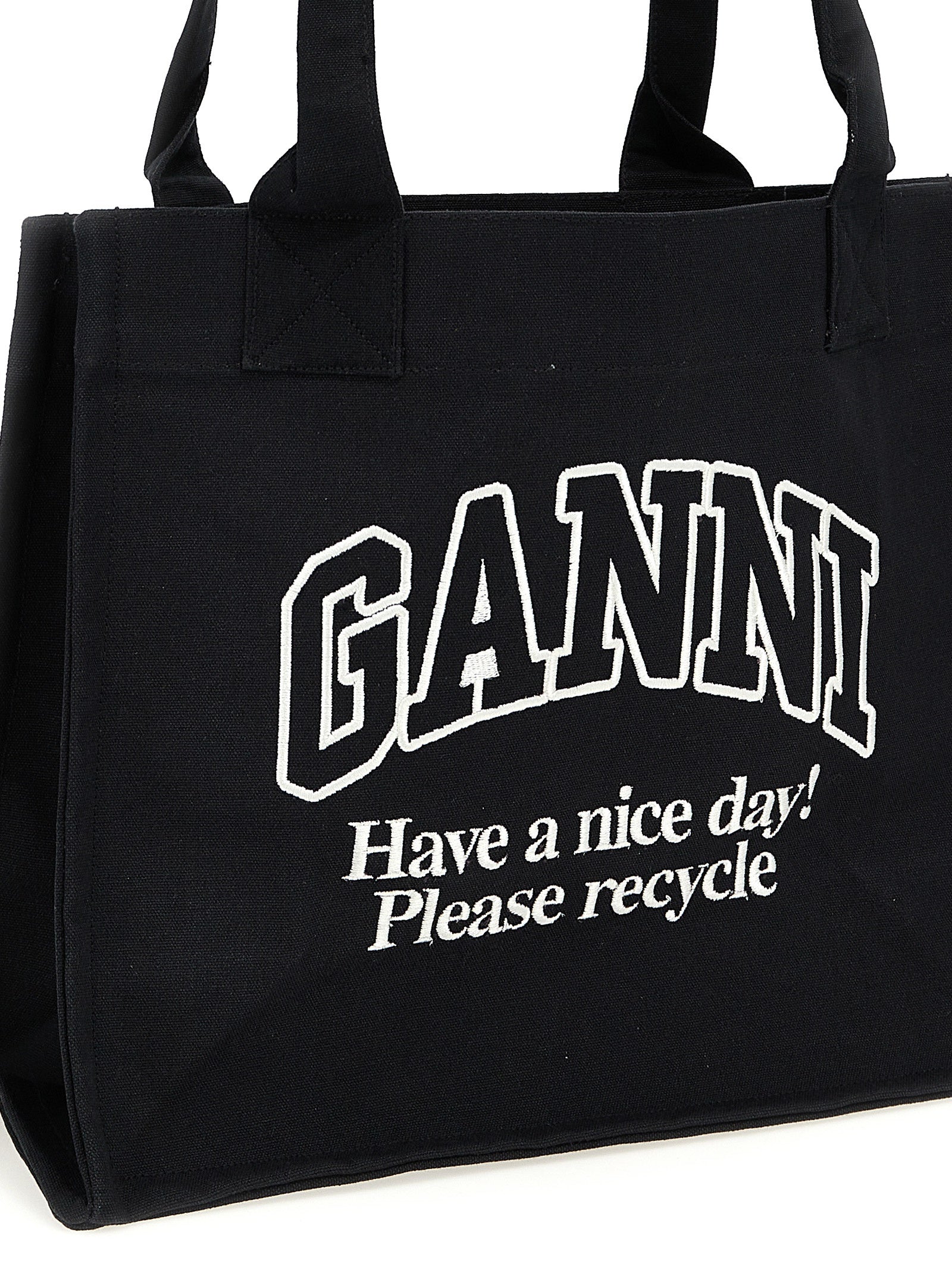 Ganni Large Easy Shopper - Contrasted Logo Bag