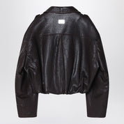 Acne Studios Brown leather over bomber jacket