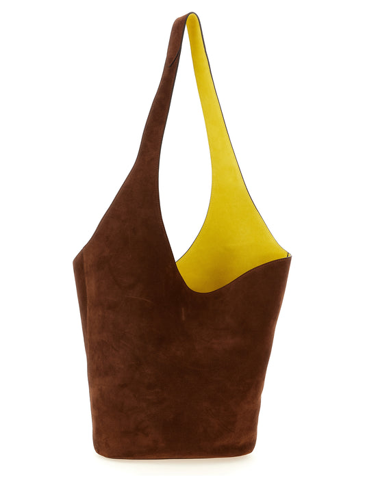 Alberta Ferretti Suede Shoulder Bag — Sculptural Brown