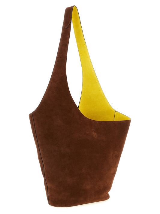 Alberta Ferretti Suede Shoulder Bag — Sculptural Brown