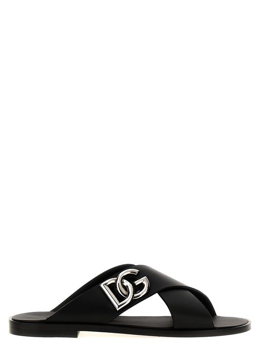 Dolce & Gabbana Leather Sandals for Men — Black, EU