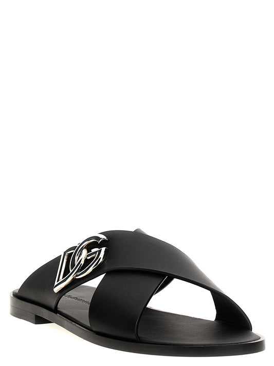 Dolce & Gabbana Leather Sandals for Men — Black, EU