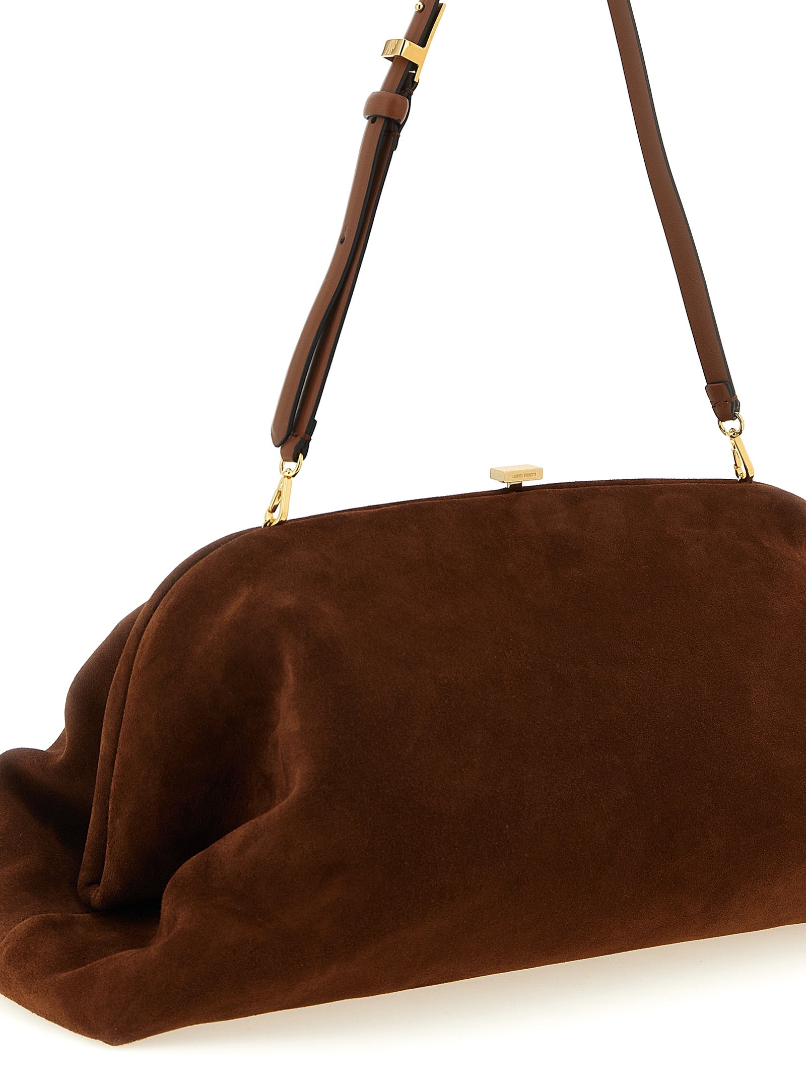 Alberta Ferretti Maxi Pouch Clutch — Brown Suede