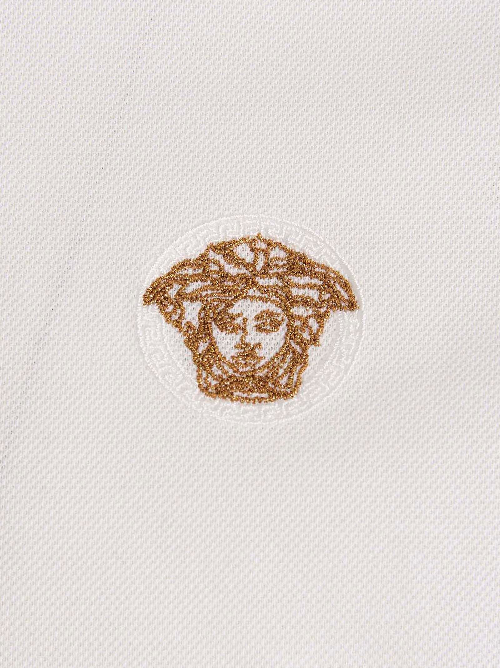 Versace Greca Polo Shirt — Mens White Cotton Shirt