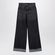Agolde Dame dark grey wide ribbed denim jeans