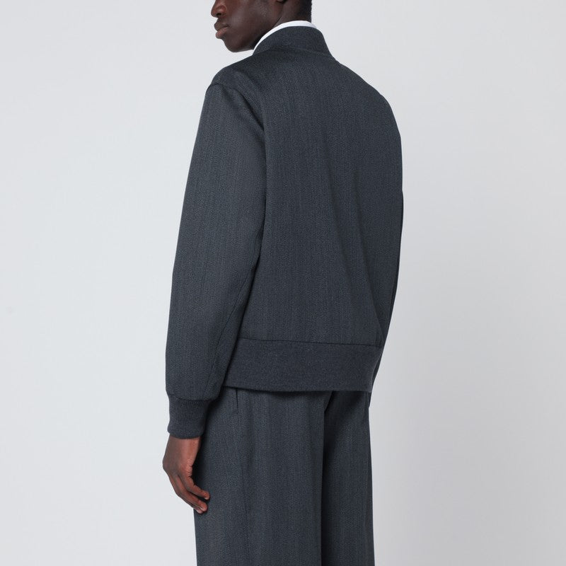 Lardini Grey wool zip bomber jacket