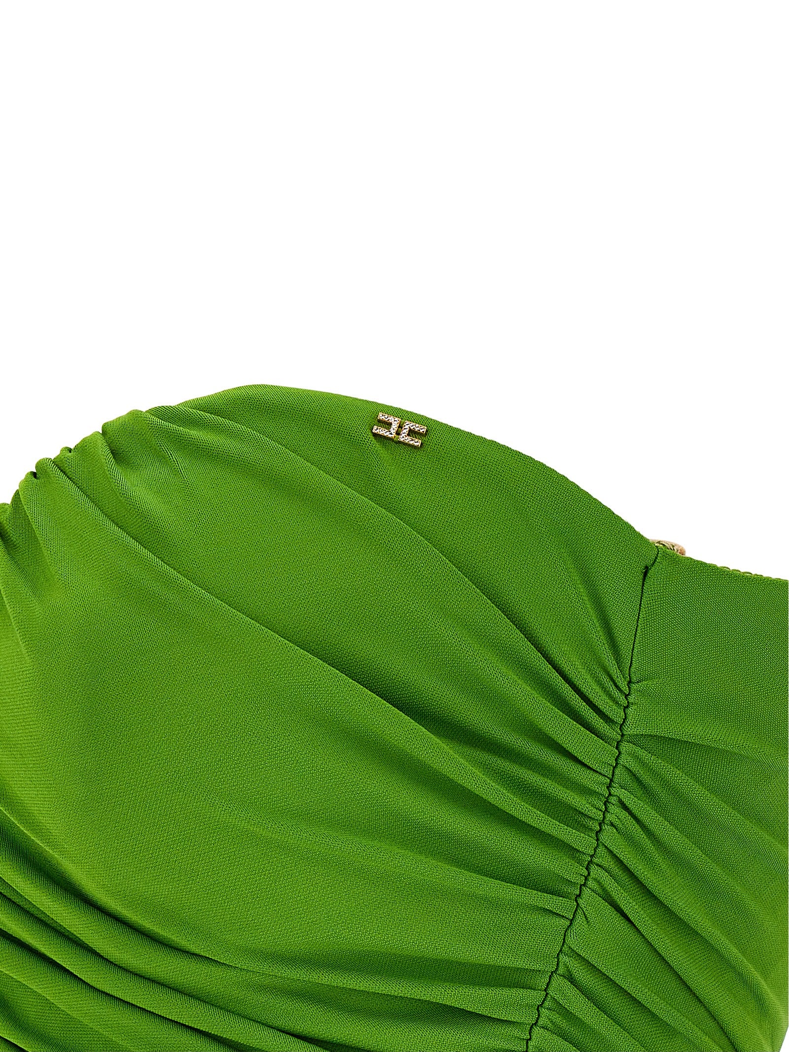 Elisabetta Franchi Heart‑Shaped Neckline Dress — Green Mini