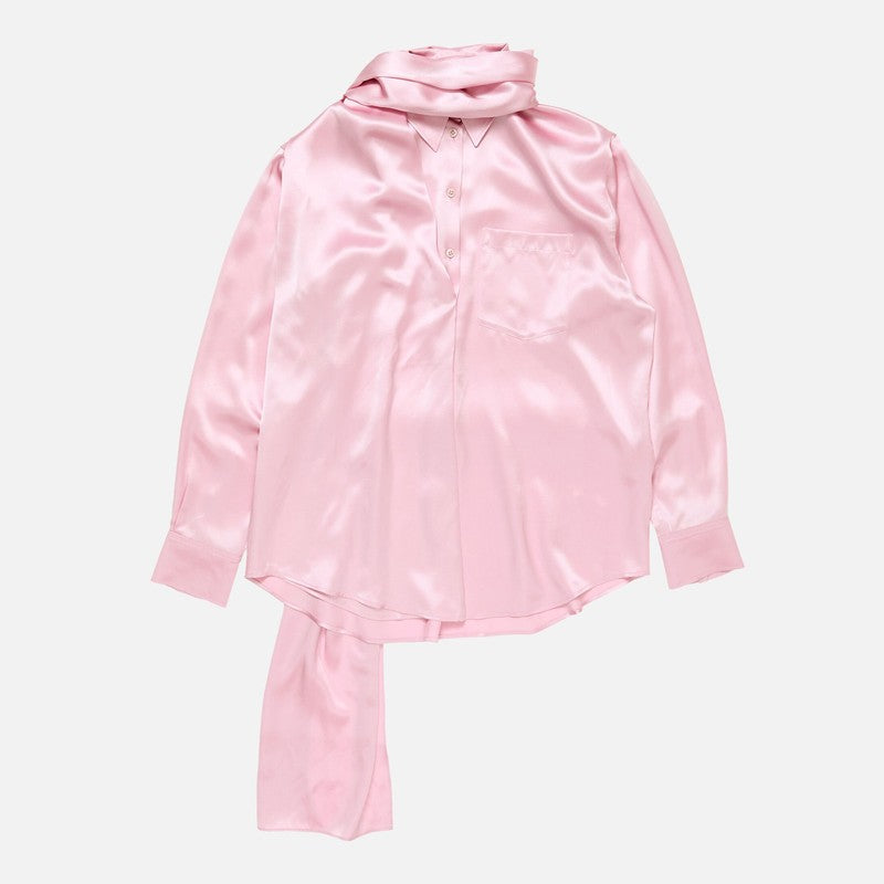 Chemise en satin rose avec foulard Acne Studios
