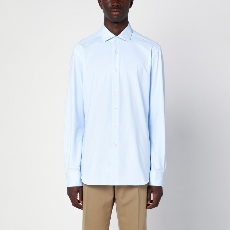 Chemise Active en sergé slim bleu clair XACUS