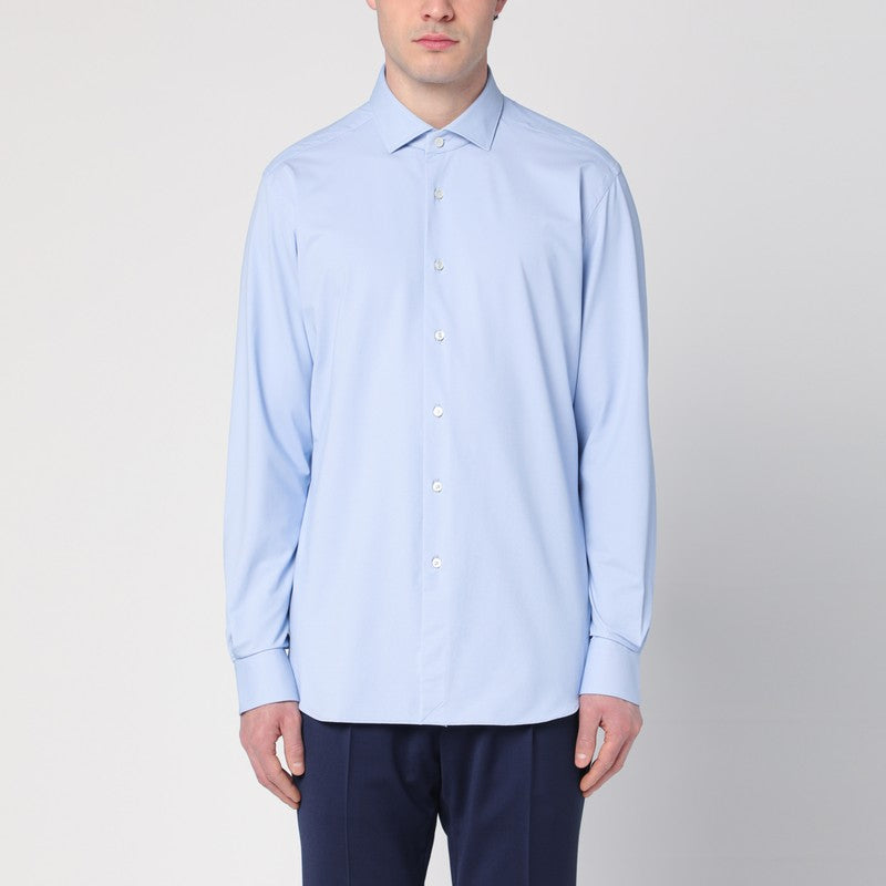 XACUS Light blue slim-fit twill Active shirt