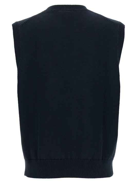 Lacoste Jacquard Cotton Vest for Men — Blue, Organic Cotton