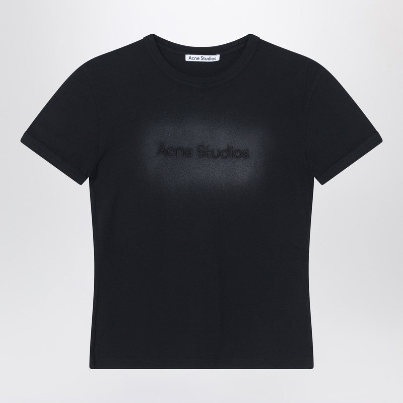 Acne Studios Black T-shirt with logo embroidery