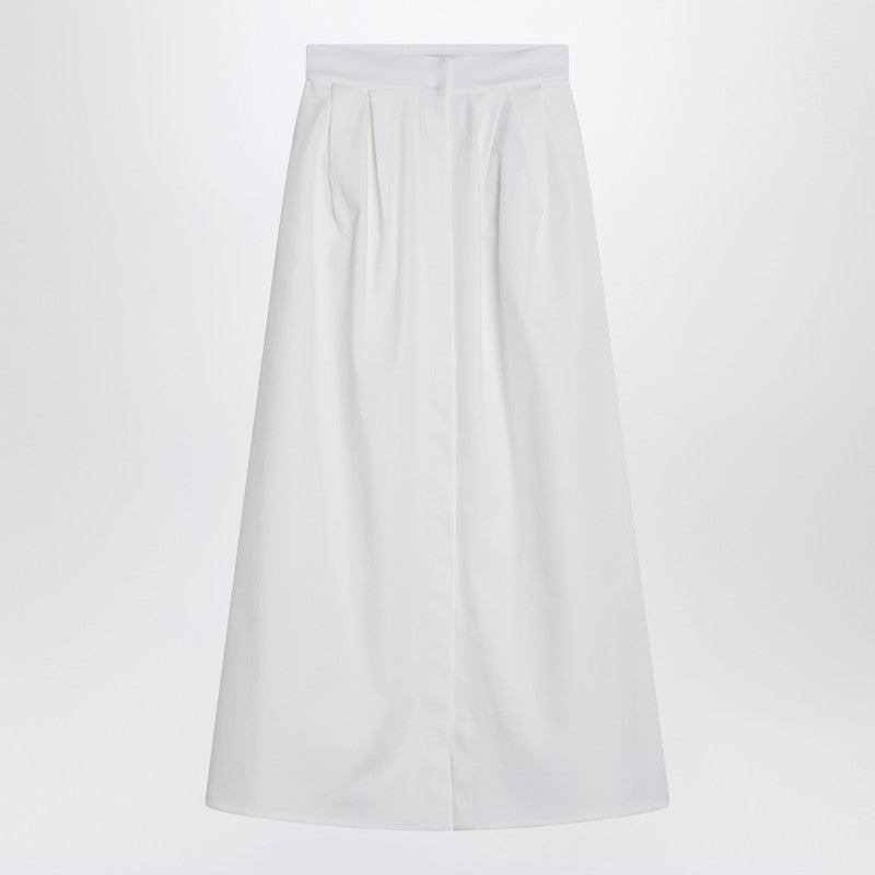 Max Mara wide white gabardine skirt — elegant, modern drape