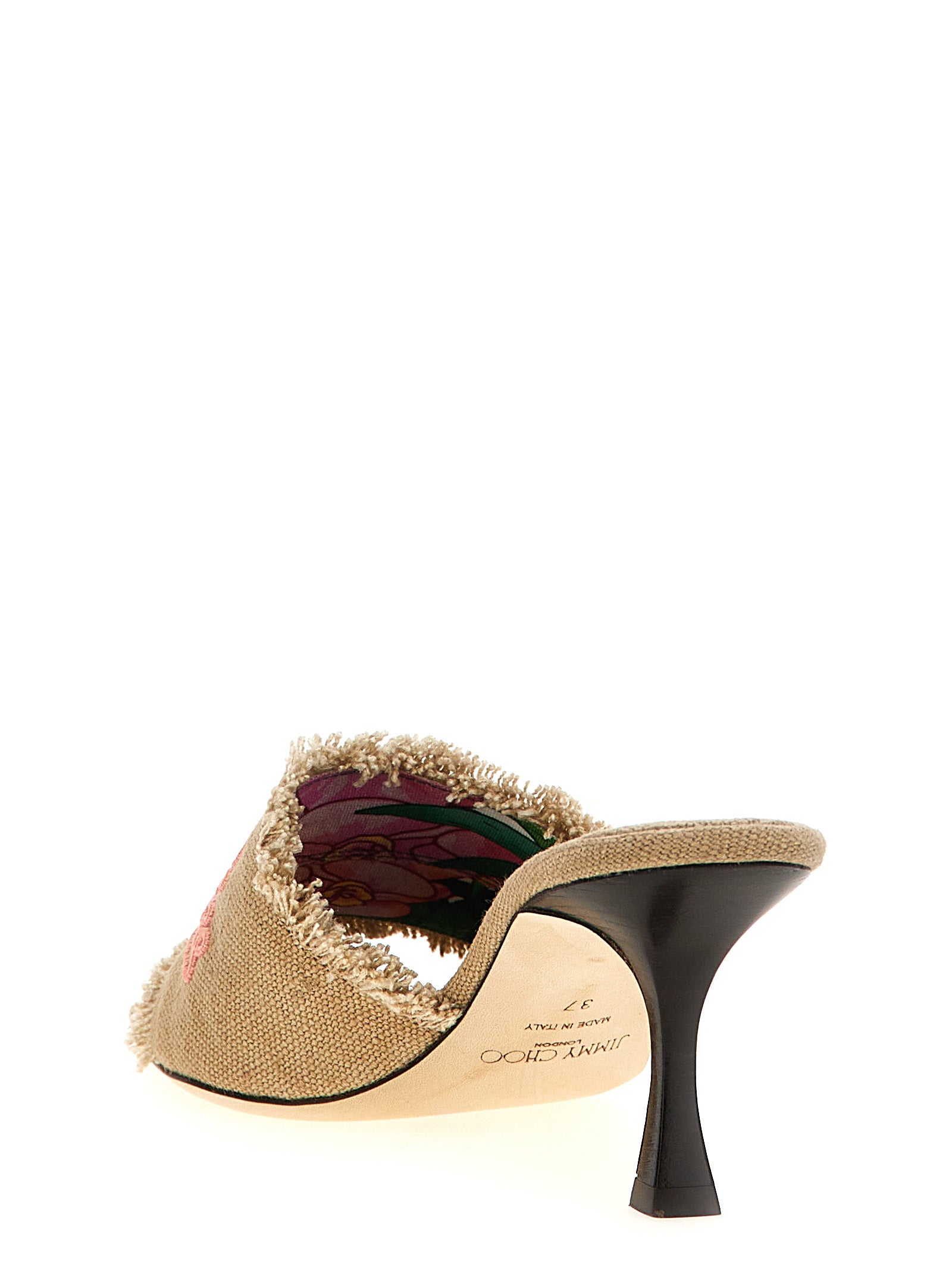 Jimmy Choo Alexia Sandals — Linen Fringed Heels 7cm