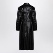 Sportmax Black trench coat in semi-glossy nappa leather