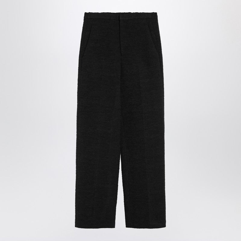 Black Bouclé Straight Trousers — LouLou De Saison