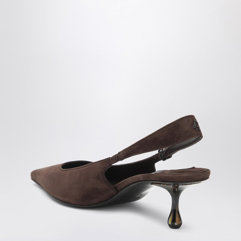 Escarpins Jimmy Choo Amel 50 en daim chocolat