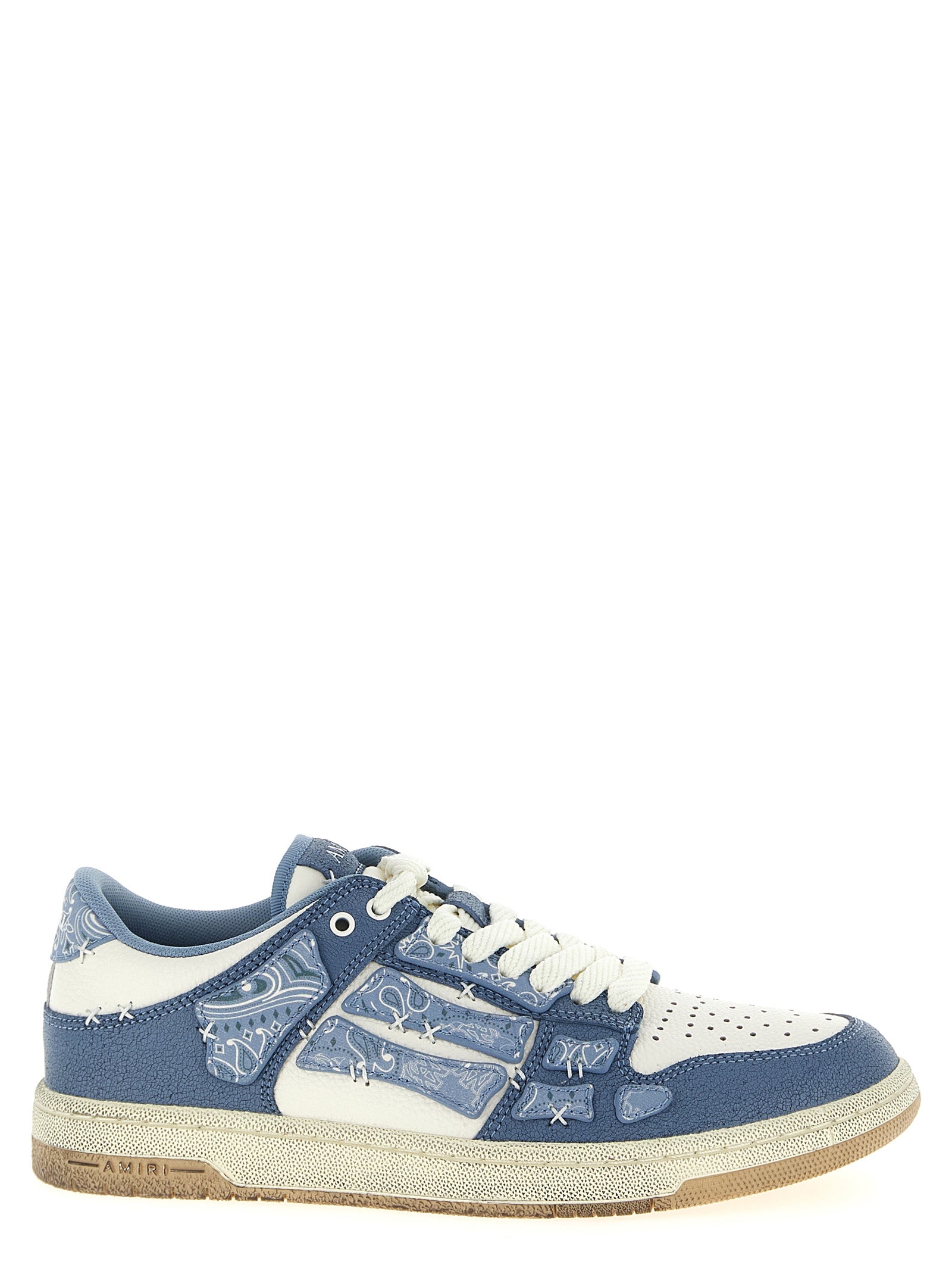 Amiri Bandana Skel Top Low Sneakers — Blue Leather
