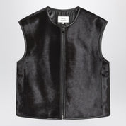 LouLou De Saison Brown Ampas vest in pony-effect leather