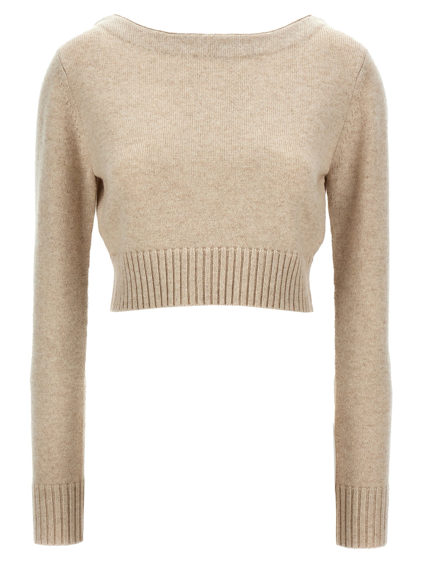 Max Mara Angri Knitwear Sweater — Beige Cropped