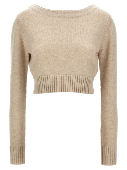 Max Mara Angri Knitwear Sweater — Beige Cropped