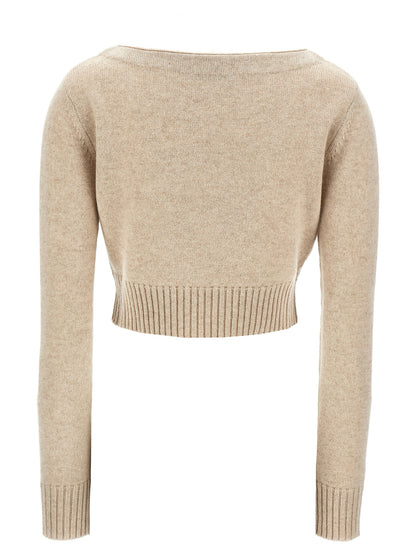 Max Mara Angri Knitwear Sweater — Beige Cropped