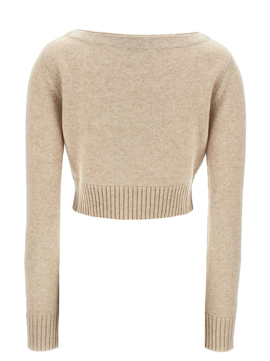 Max Mara Angri Knitwear Sweater — Beige Cropped