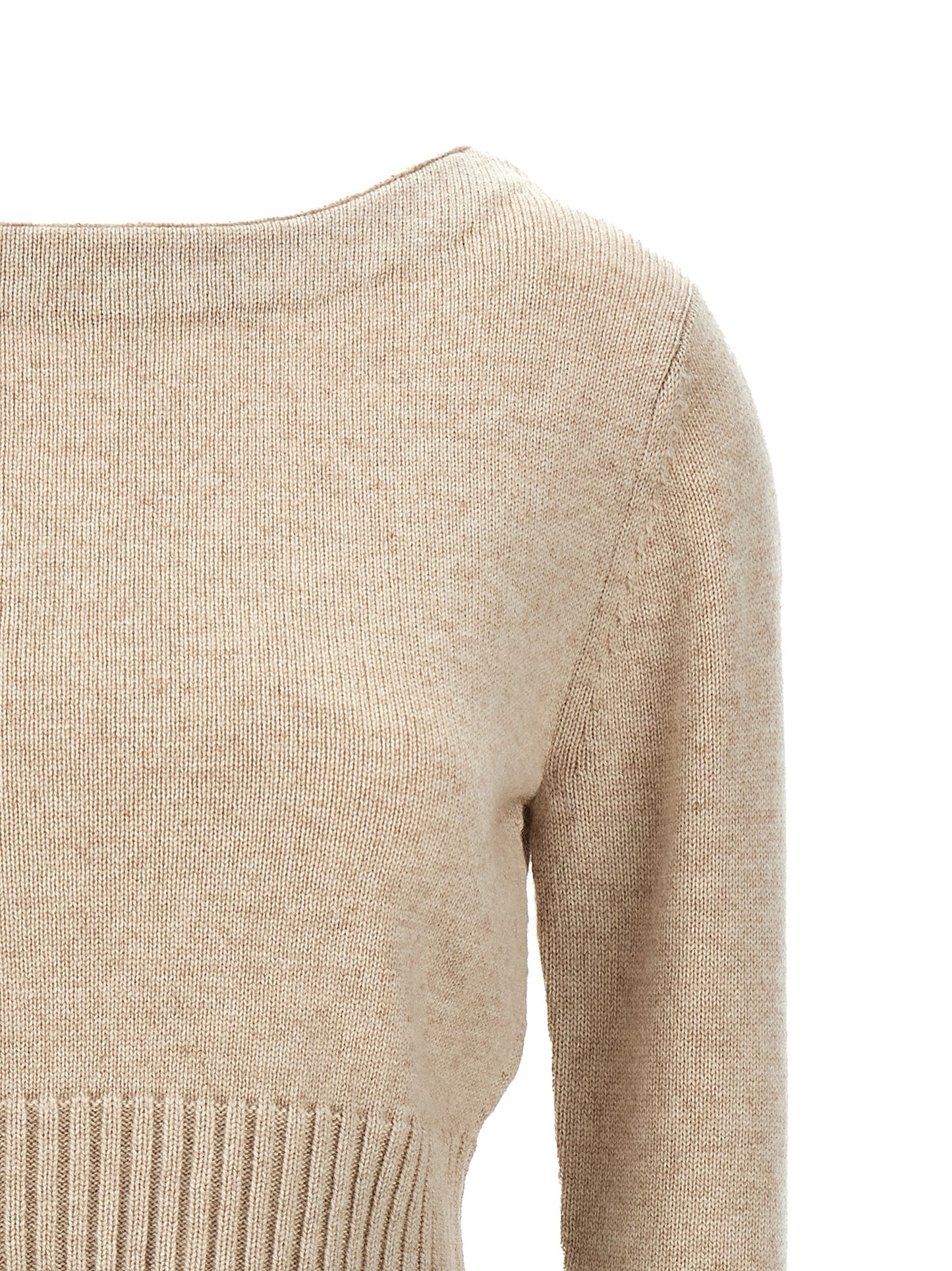 Max Mara Angri Knitwear Sweater — Beige Cropped