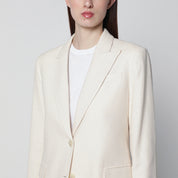 VItoVI Cream single-breasted silk jacket