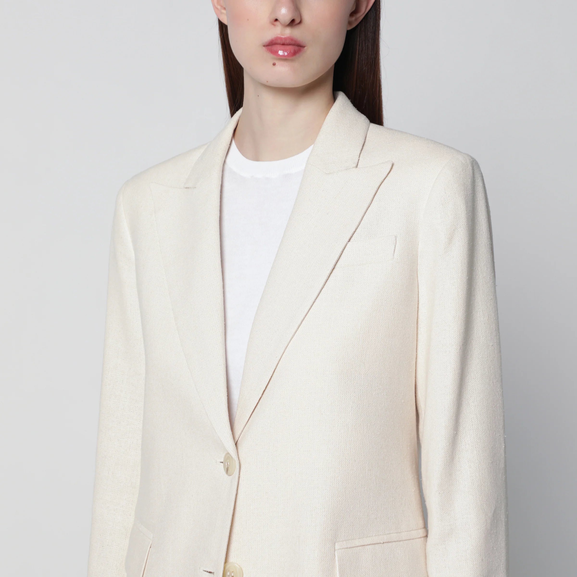 VItoVI Cream single-breasted silk jacket