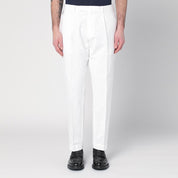 Pantalon blanc Santaniello en coton et lin
