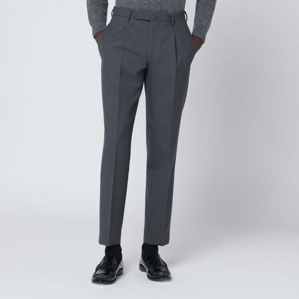 Santaniello Grey wool trousers with pleats