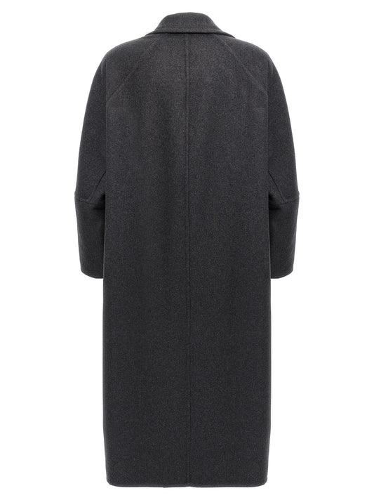 Max Mara Asburgo Coat — Gray Oversized Wrap Coat