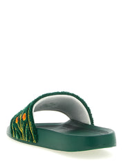Casablanca Laurel Terry Slides — Men's Green Sandals