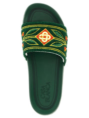 Casablanca Laurel Terry Slides — Men's Green Sandals