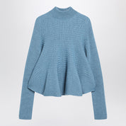 Sportmax Baby-doll blue knit top in wool