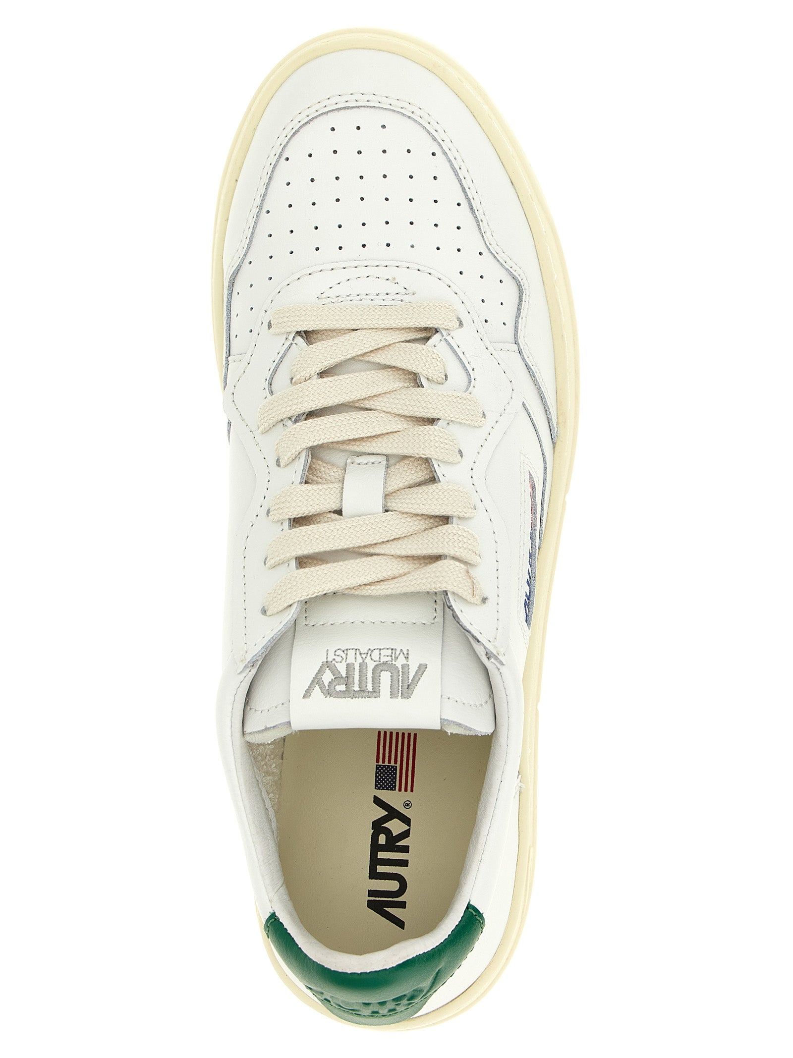 Autry Medalist Low Sneakers — Green Leather (Men)