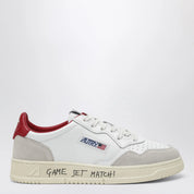 AUTRY Medalist Low Sneakers in white/red leather and suede