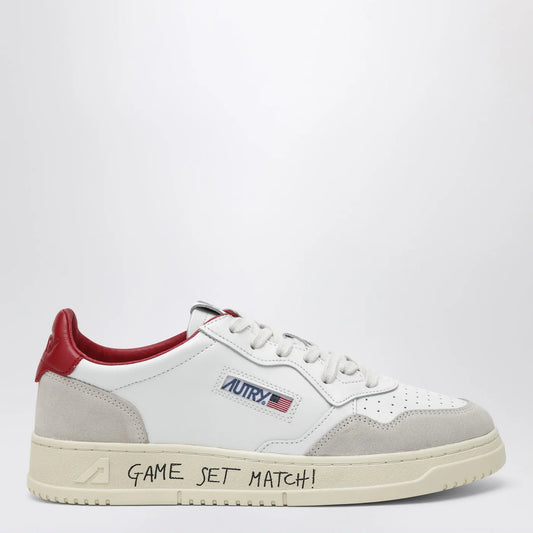 Autry Medalist Low Sneakers — White/Red Leather