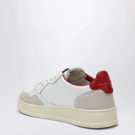 Autry Medalist Low Sneakers — White/Red Leather