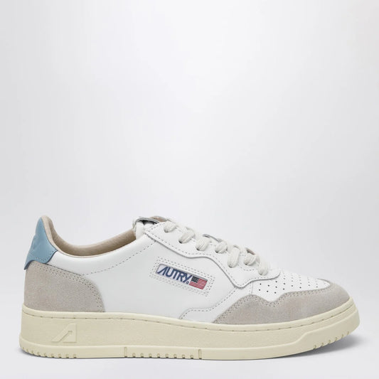 Autry Sneakers — Medalist Low in White/Light Blue Leather