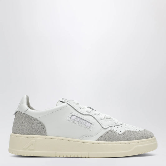 AUTRY Medalist Low Sneakers in white leather and glitter suede