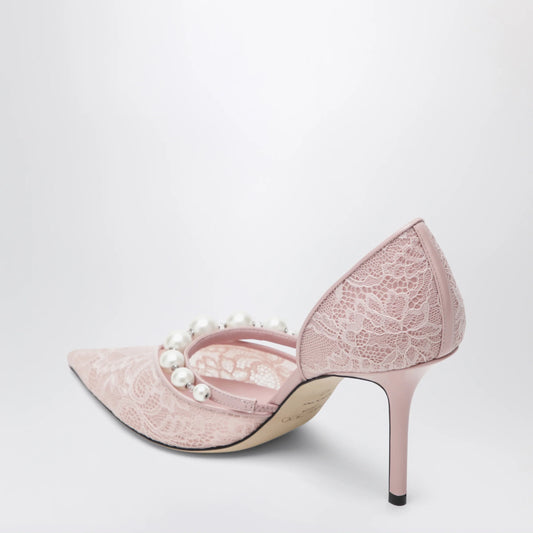 Jimmy Choo Pink Lace Pumps with Pearl Detail — €750