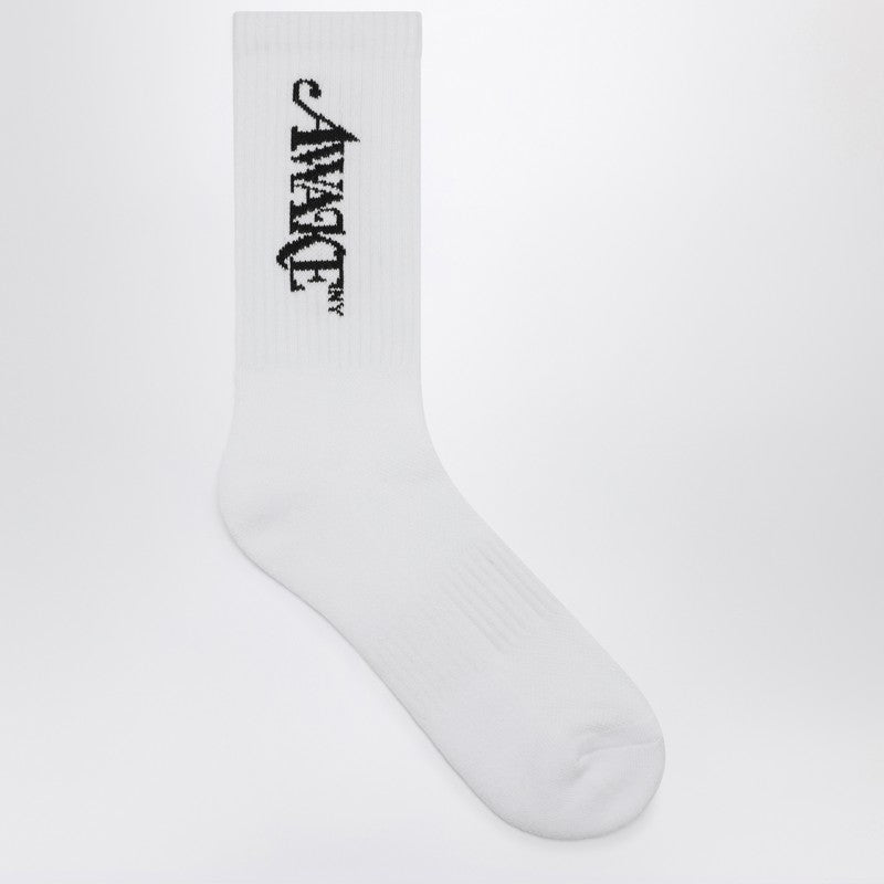 Awake NY White cotton socks with logo